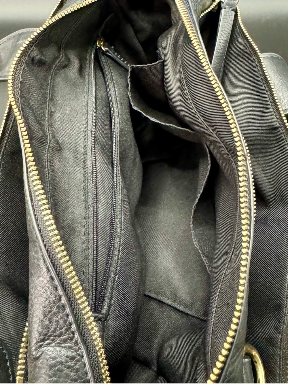 Vince Camuto Black Pebbled Leather Satchel Bag with Gold Hardware - Picture 7 of 8